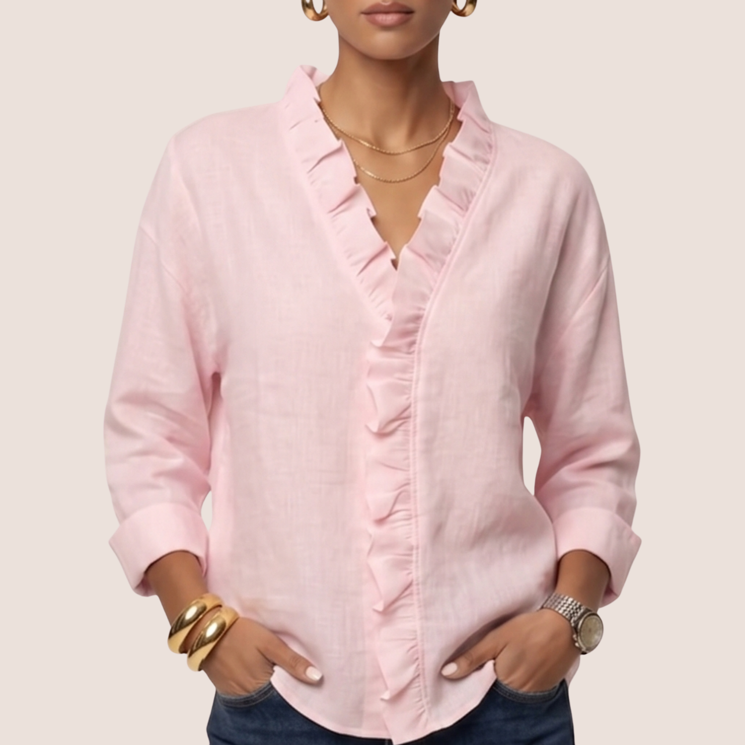 Harper | Women's Chic Long Sleeve Shirt with Ruffles